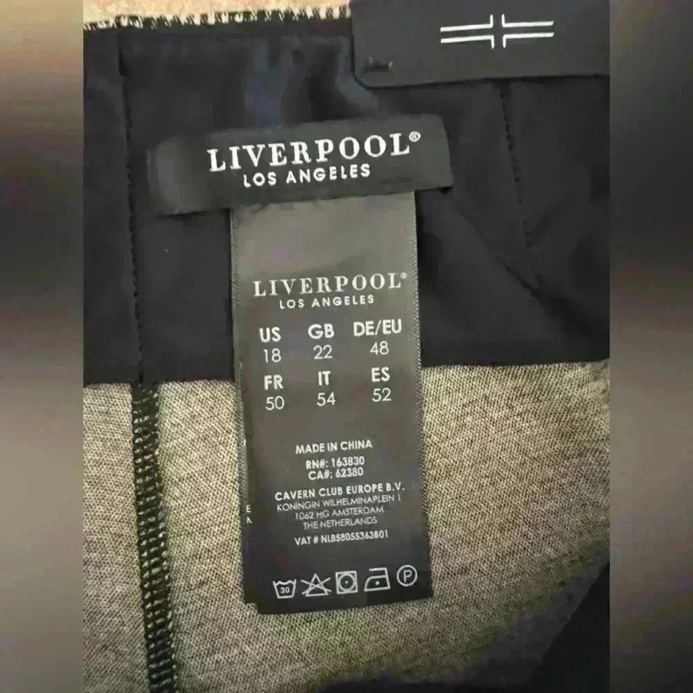 NWT Liverpool Reese Slim Straight Leg Black Tan Herringbone Pants Size 18w - Picture 4 of 9